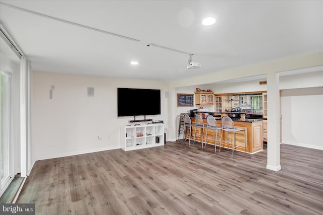 6608 Eaglewing Ln, Fort Washington, MD 20744 - living room featuring wood finished floors, baseboards, and recessed lighting
