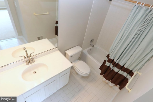 9724 Middleton Ridge Rd, Vienna, VA 22182 - bathroom with tile patterned floors, toilet, shower / bath combination with curtain, and vanity