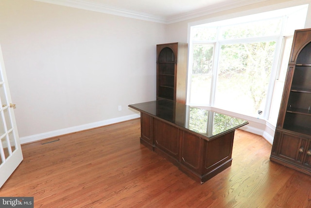 9724 Middleton Ridge Rd, Vienna, VA 22182 - unfurnished office featuring crown molding, a wealth of natural light, and light wood-style floors