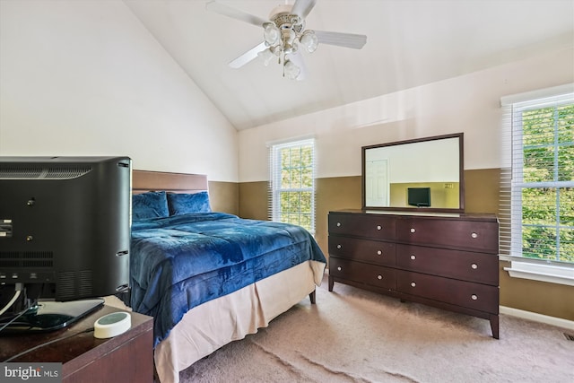 10048 Quiet Brook Ln, Clinton, MD 20735 - carpeted bedroom with ceiling fan, lofted ceiling, baseboards, and visible vents