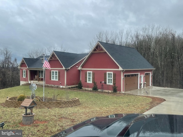17114 Reid Hl, Culpeper, VA 22701 - view of front of house with a garage, a shingled roof, driveway, and a front lawn
