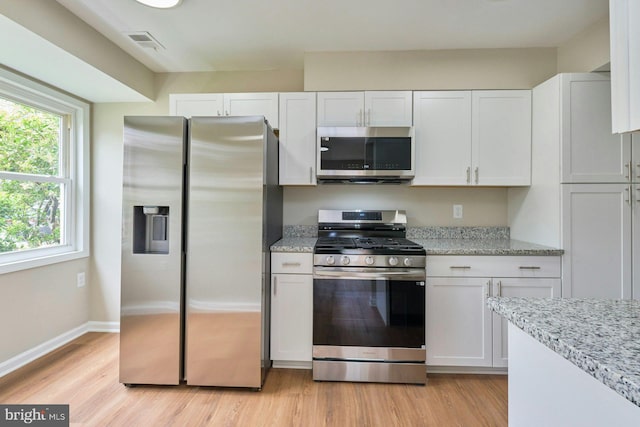8321 Irongate Way, Manassas, VA 20109 - kitchen featuring appliances with stainless steel finishes, white cabinets, and light wood-style floors