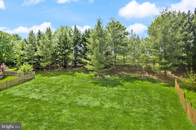 view of yard featuring fence