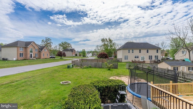 11400 Rolling Green Pl, Hagerstown, MD 21742 - view of yard featuring a trampoline, a residential view, and fence private yard