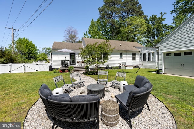 106 Boundary, Saint Michaels, MD 21663 - view of patio / terrace featuring a gate, a fire pit, fence, and a deck