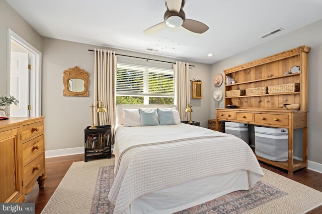 106 Boundary, Saint Michaels, MD 21663 - bedroom featuring baseboards, recessed lighting, dark wood-style floors, and visible vents