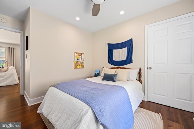 106 Boundary, Saint Michaels, MD 21663 - bedroom featuring recessed lighting, baseboards, ceiling fan, and wood finished floors