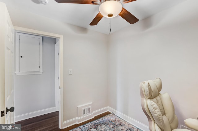 5371 Chillum Pl NE, Washington, DC 20011 - office with ceiling fan, baseboards, and dark wood-style floors