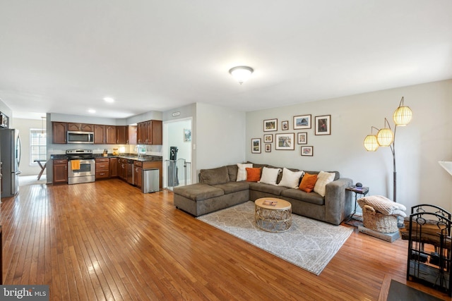 9033 Allington Manor Cir W, Frederick, MD 21703 - living room with hardwood / wood-style flooring and recessed lighting