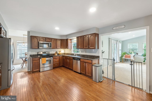 9033 Allington Manor Cir W, Frederick, MD 21703 - kitchen featuring stainless steel appliances, a wealth of natural light, and light wood-style floors