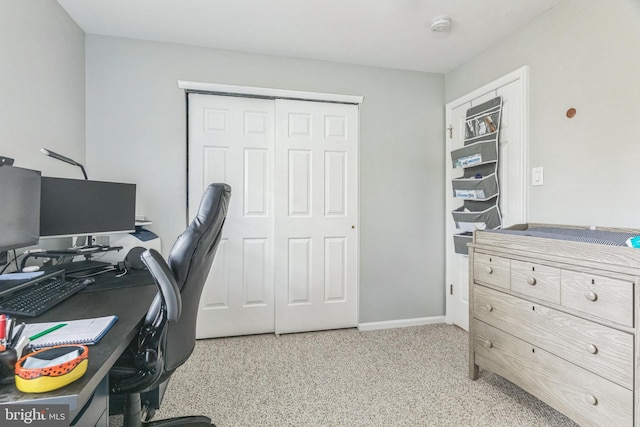 office space with carpet flooring