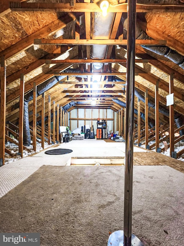 view of unfinished attic