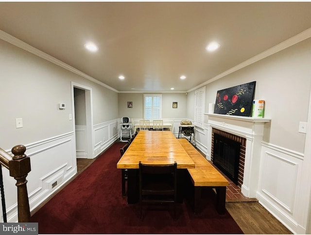 500 W Joppa Rd, Baltimore, MD 21204 - dining space with crown molding, a decorative wall, and recessed lighting