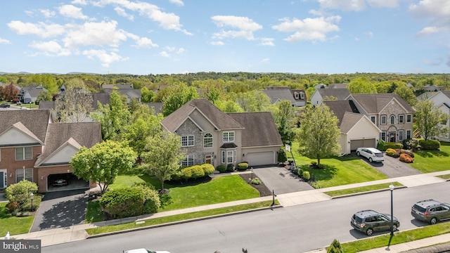 aerial view with a residential view