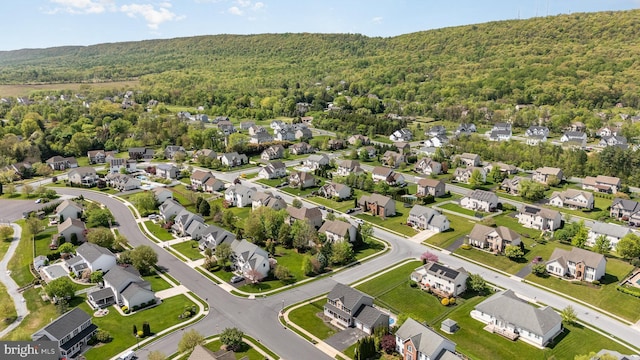 aerial view with a residential view and a forest view