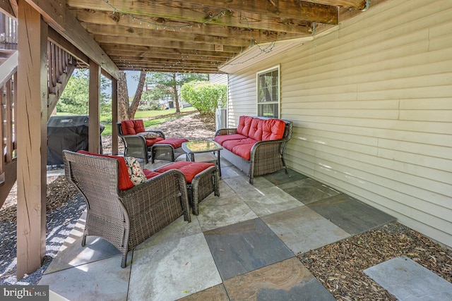 view of patio featuring an outdoor living space