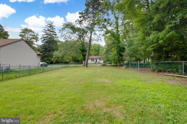 view of yard featuring a fenced backyard