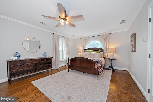 723 Ann Dr, Kennett Square, PA 19348 - bedroom with wood finished floors, ornamental molding, baseboards, and a ceiling fan