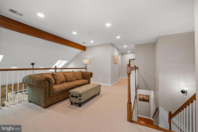723 Ann Dr, Kennett Square, PA 19348 - carpeted living area featuring recessed lighting, baseboards, and a skylight