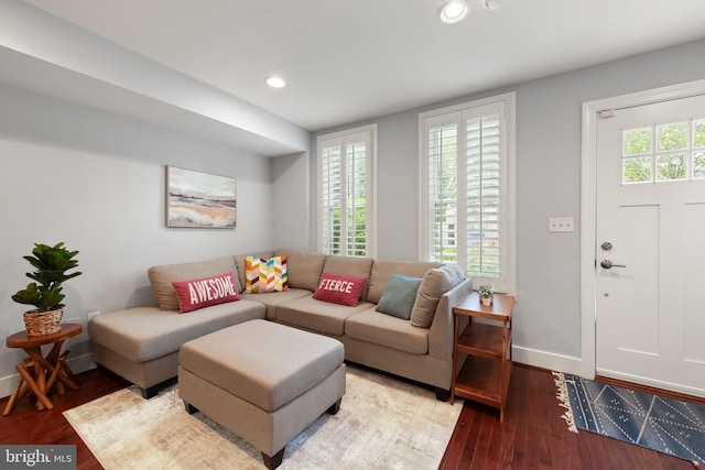 1503 Constitution Ave NE, Washington, DC 20002 - living room featuring wood finished floors, recessed lighting, and baseboards