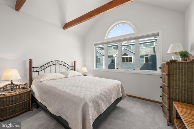39947 Narrows Rd Unit 13, Fenwick Island, DE 19944 - carpeted bedroom with vaulted ceiling with beams and baseboards