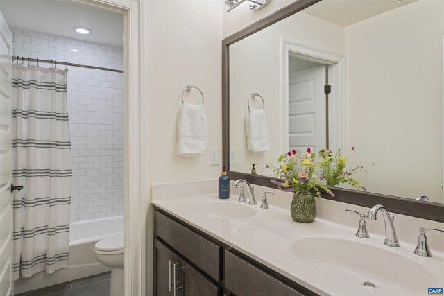 4017 Marie Curie Ct, Charlottesville, VA 22902 - full bathroom with a sink, tile patterned floors, shower / bath combo, and double vanity