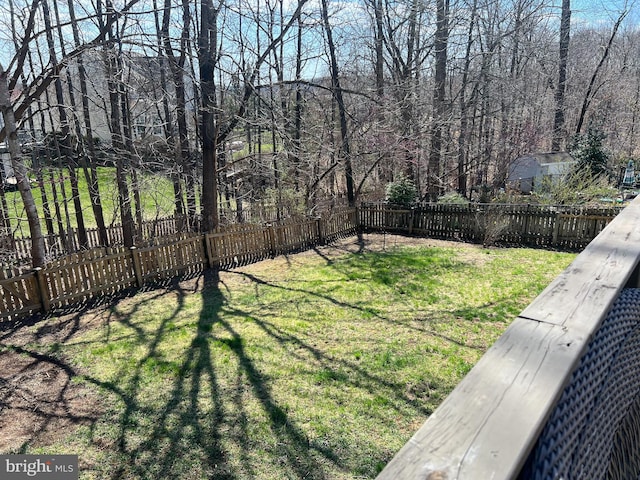 view of yard featuring a fenced backyard
