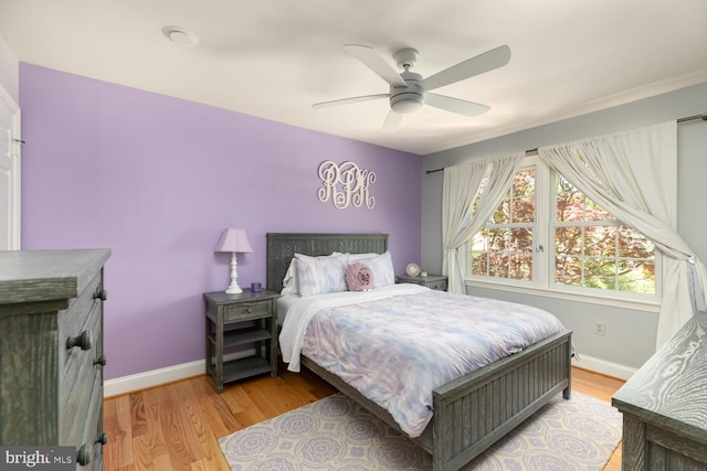 10808 Fieldwood Dr, Fairfax, VA 22030 - bedroom featuring light wood-style flooring, baseboards, and ceiling fan
