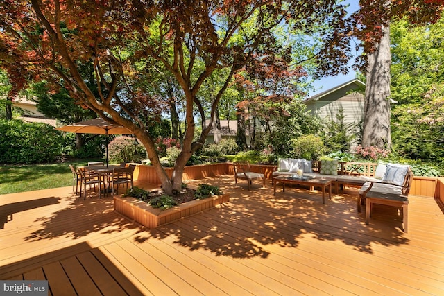 10808 Fieldwood Dr, Fairfax, VA 22030 - wooden deck featuring an outdoor hangout area and outdoor dining area
