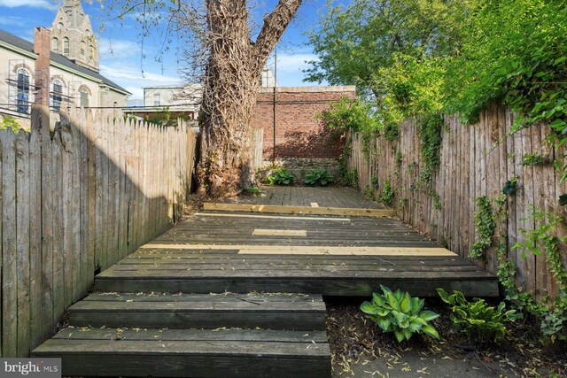 418 Monastery Ave, Philadelphia, PA 19128 - wooden terrace featuring a fenced backyard