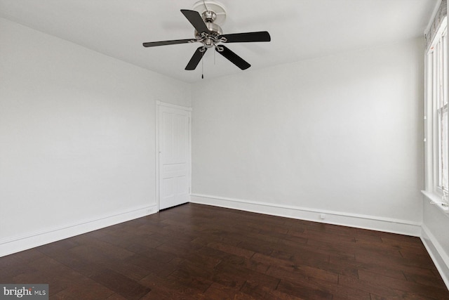 418 Monastery Ave, Philadelphia, PA 19128 - unfurnished room with ceiling fan, dark wood finished floors, and baseboards