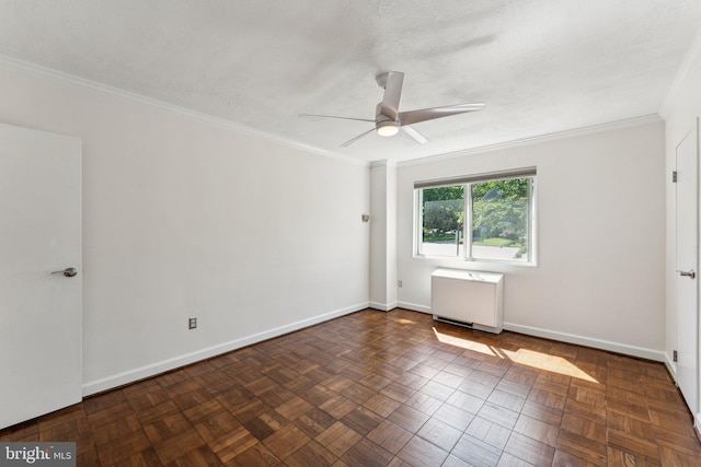 3701 5th St S Unit 212, Arlington, VA 22204 - empty room with radiator, ornamental molding, a ceiling fan, and baseboards