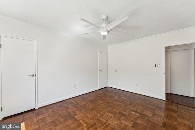 3701 5th St S Unit 212, Arlington, VA 22204 - empty room featuring ceiling fan, ornamental molding, and baseboards