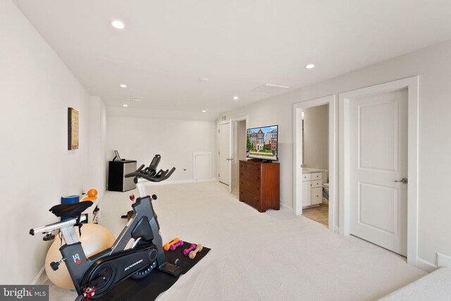 20790 Duxbury Ter, Ashburn, VA 20147 - workout room featuring recessed lighting and light carpet