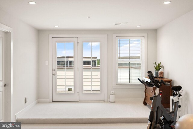 20790 Duxbury Ter, Ashburn, VA 20147 - doorway to outside featuring carpet flooring, plenty of natural light, and recessed lighting