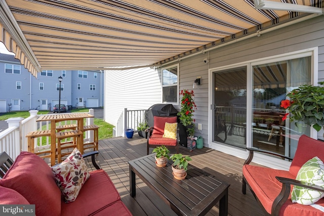 deck featuring area for grilling