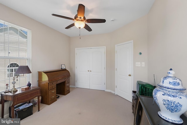 136 Martha Lewis Blvd, Havre De Grace, MD 21078 - carpeted office featuring baseboards, a ceiling fan, and a healthy amount of sunlight