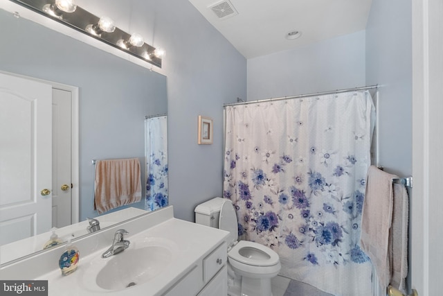 136 Martha Lewis Blvd, Havre De Grace, MD 21078 - bathroom with vanity, toilet, curtained shower, and visible vents
