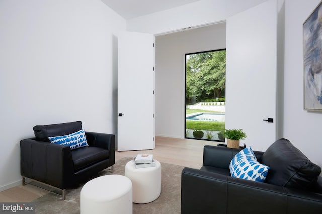 living room with wood finished floors