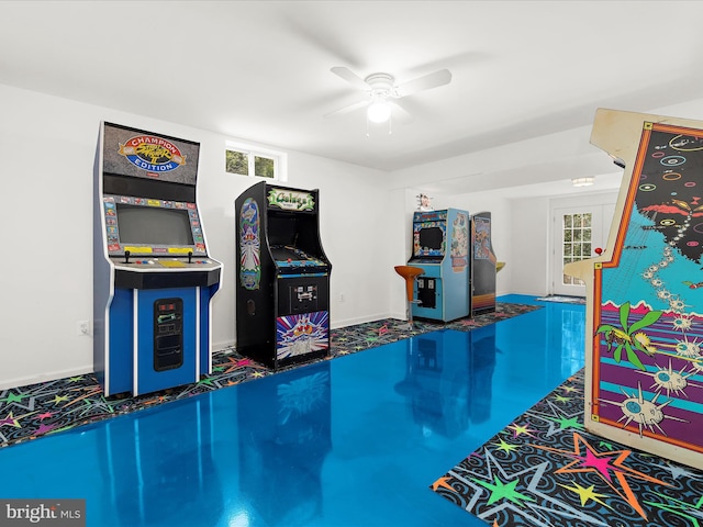 8283 Waterford Mill Ct, Pasadena, MD 21122 - game room with baseboards and a ceiling fan