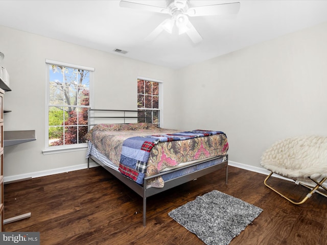 8283 Waterford Mill Ct, Pasadena, MD 21122 - bedroom with ceiling fan, baseboards, visible vents, and wood finished floors