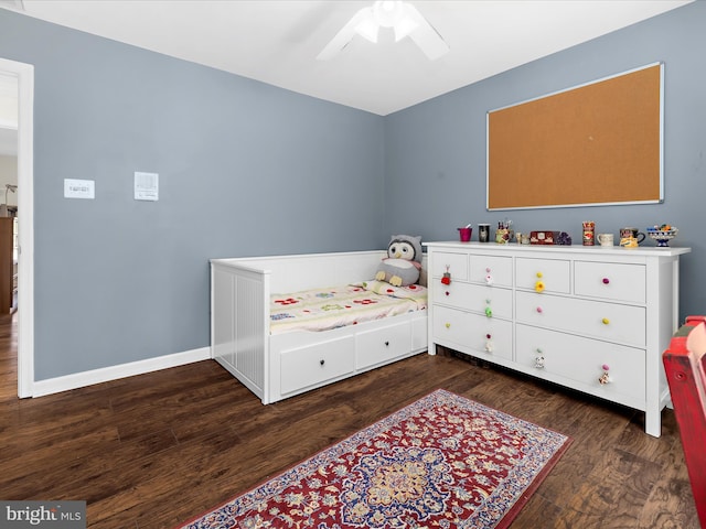 8283 Waterford Mill Ct, Pasadena, MD 21122 - bedroom with baseboards, a ceiling fan, and dark wood-type flooring