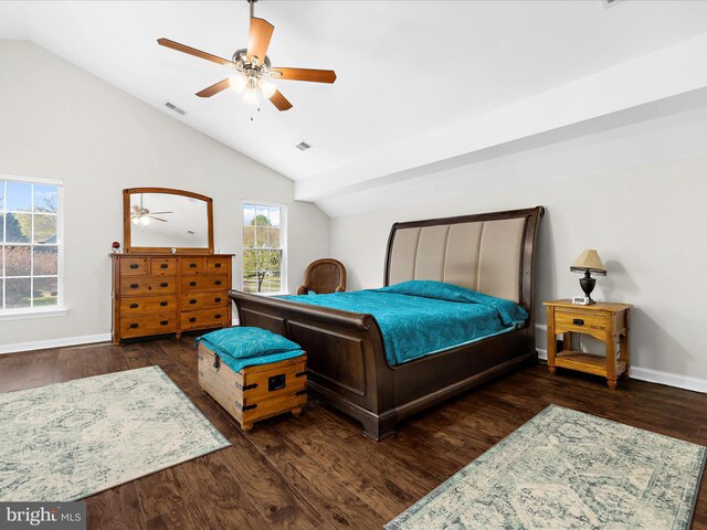8283 Waterford Mill Ct, Pasadena, MD 21122 - bedroom featuring baseboards, lofted ceiling, wood finished floors, and visible vents