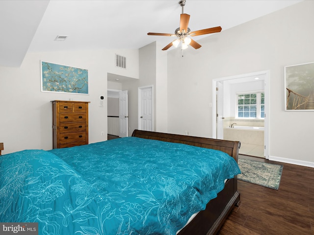 8283 Waterford Mill Ct, Pasadena, MD 21122 - bedroom featuring visible vents, baseboards, wood finished floors, and high vaulted ceiling