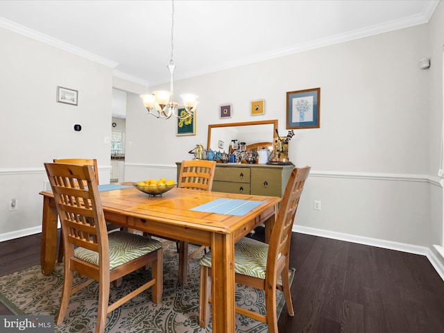 8283 Waterford Mill Ct, Pasadena, MD 21122 - dining room with crown molding, baseboards, a chandelier, and wood finished floors