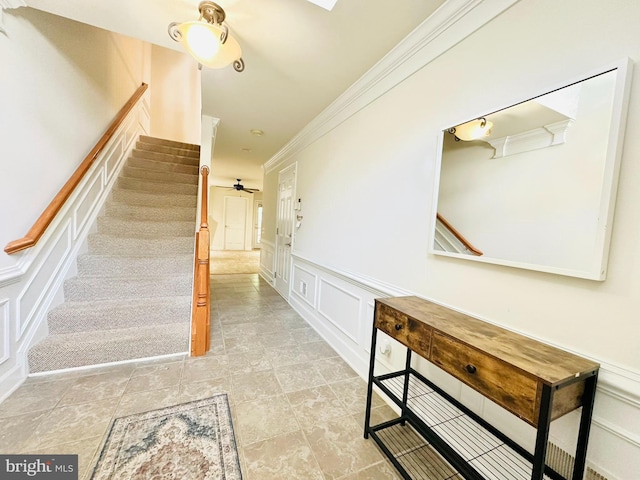 2206 Greywing St, Woodbridge, VA 22191 - stairs with a decorative wall, ornamental molding, and a wainscoted wall