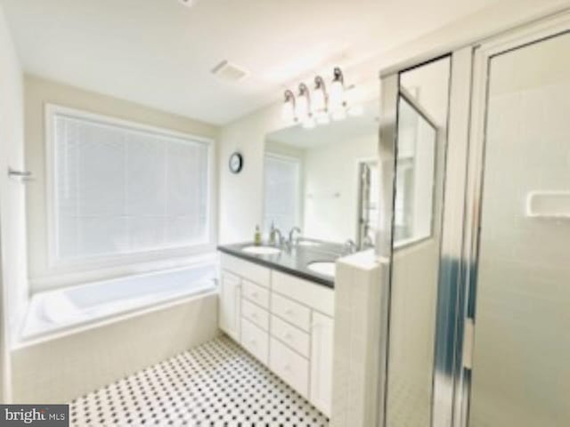 2206 Greywing St, Woodbridge, VA 22191 - bathroom featuring a shower stall, a garden tub, and double vanity