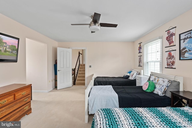 5229 Woodleaf Ct, Centreville, VA 20120 - bedroom with light colored carpet, ceiling fan, and baseboards