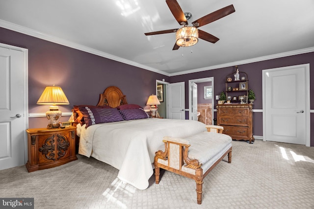 3219 Sunset Ave, Norristown, PA 19403 - bedroom with carpet, ornamental molding, ceiling fan, and ensuite bathroom