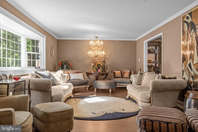 3219 Sunset Ave, Norristown, PA 19403 - living area featuring a chandelier, crown molding, and wood finished floors